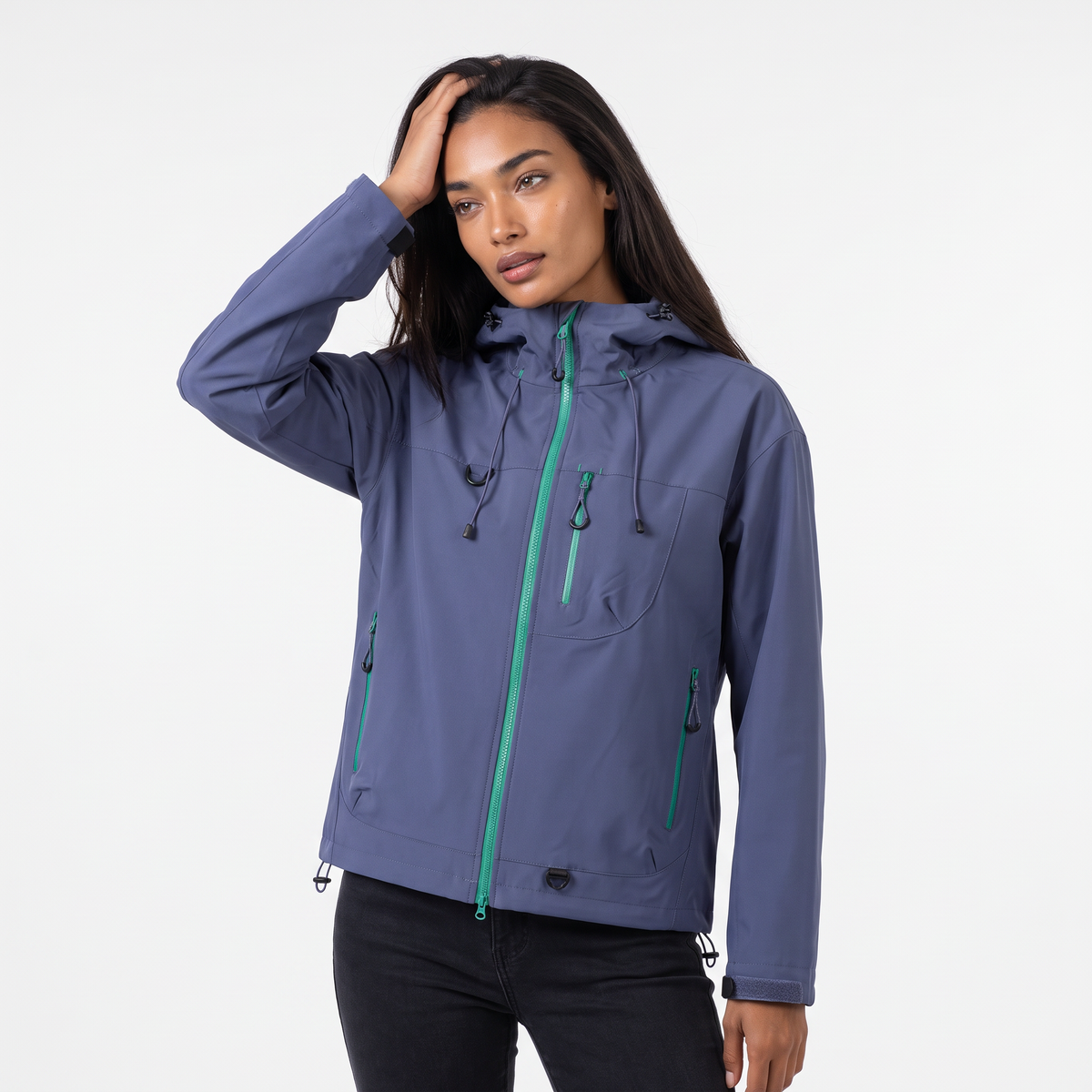 Women's Short Hooded Rain Jacket