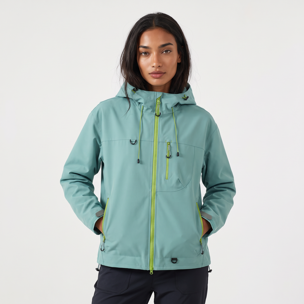 Women's Short Hooded Rain Jacket