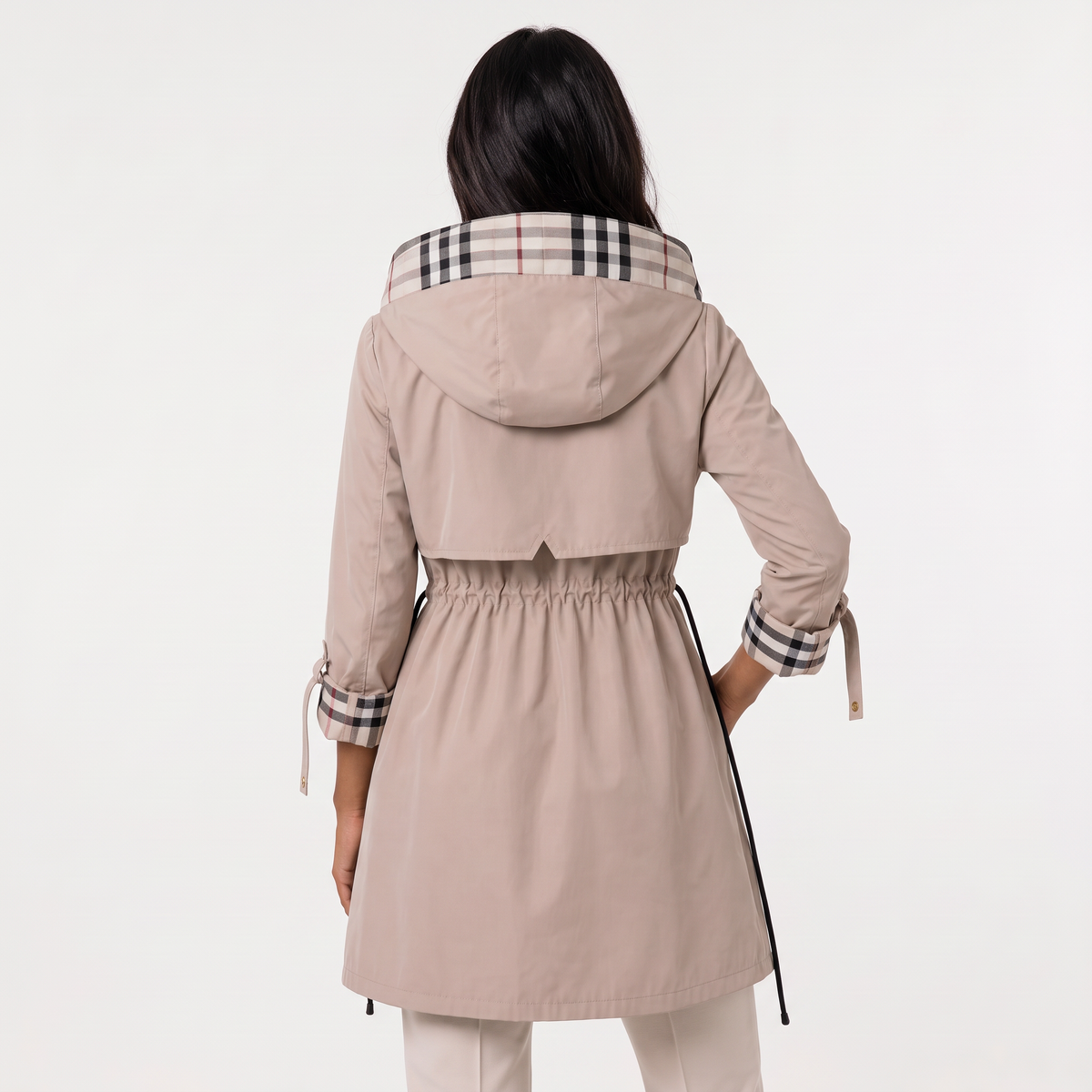 Women's Hooded Drawstring Longline Jacket