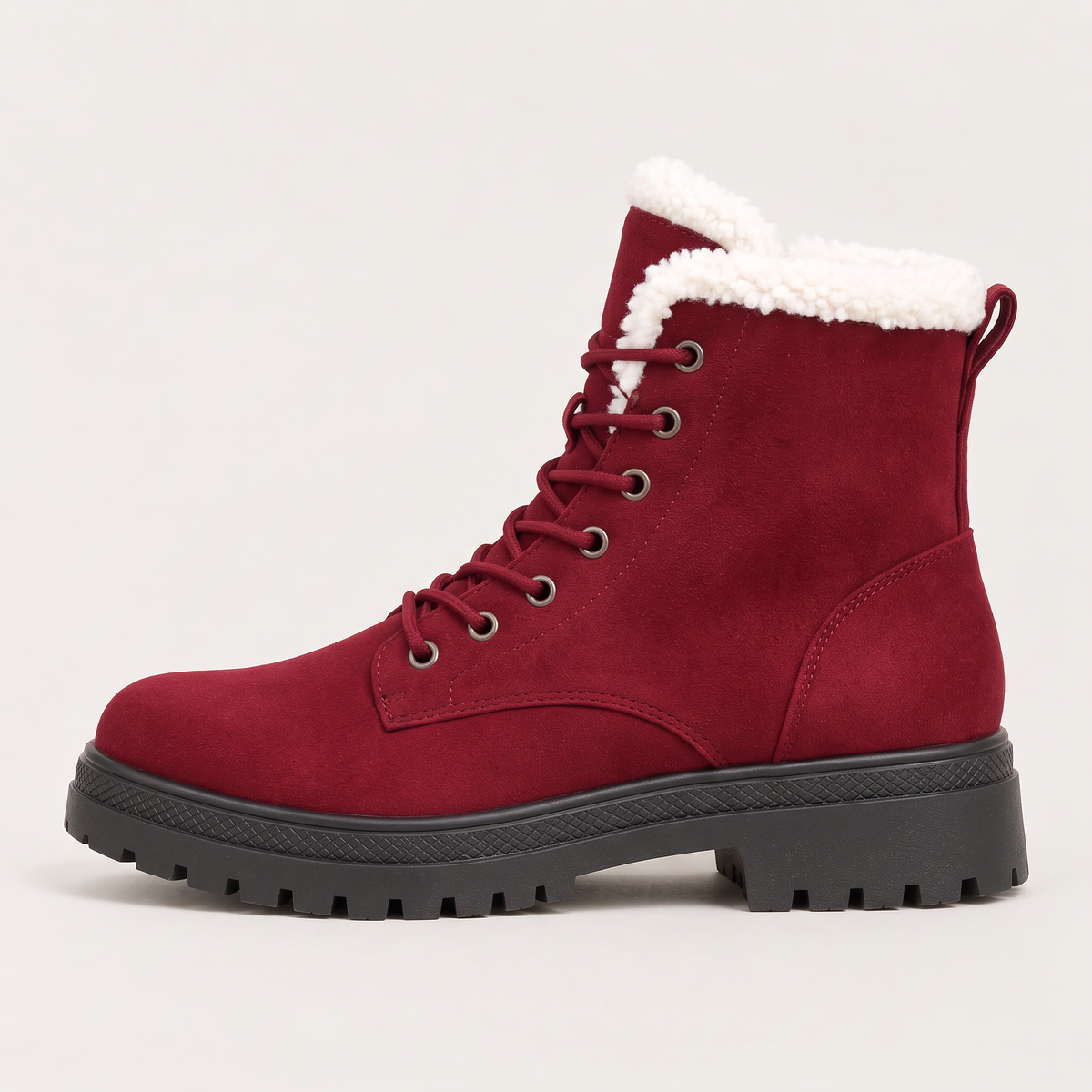Women's Faux Fur Lined Lace-Up Ankle Boots