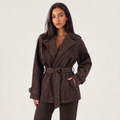 Women's Cropped Suede Trench Jacket