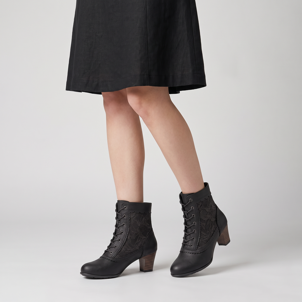 Women's Embroidered Victorian Lace-Up Ankle Boots