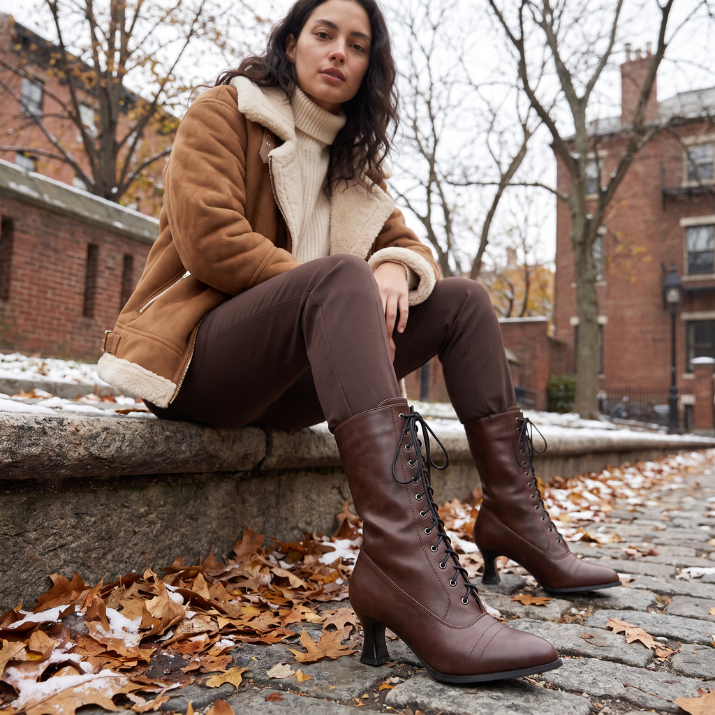 Women's Victorian Lace-Up Heeled Boots