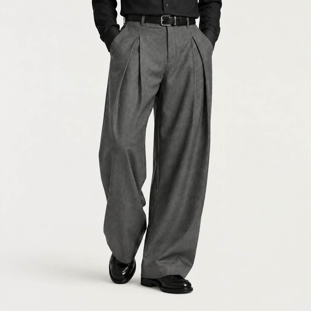 Men's Wide-Leg Pleated Trousers - Relaxed Tailored Fit