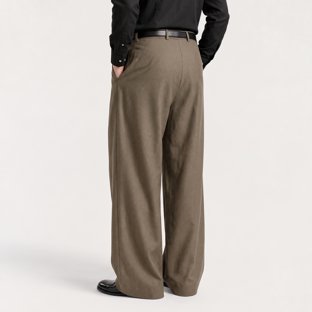 Men's Wide-Leg Pleated Trousers - Relaxed Tailored Fit