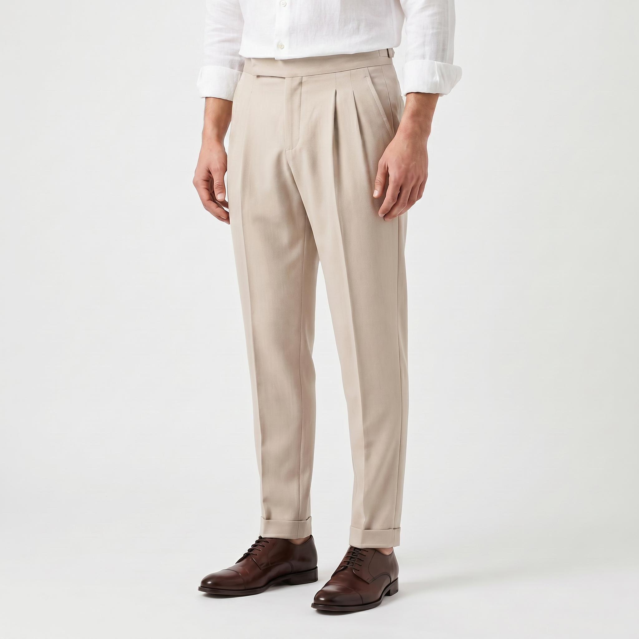 Men’s High-Rise Pleated Tapered Trousers