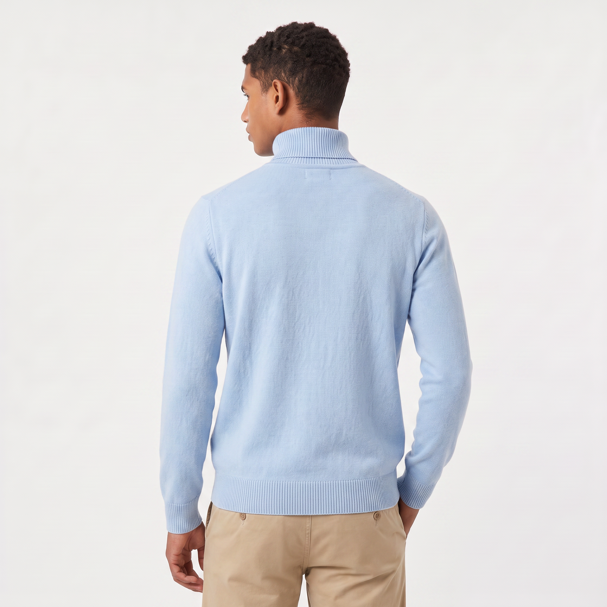Men's Ribbed Wool Turtleneck Sweater