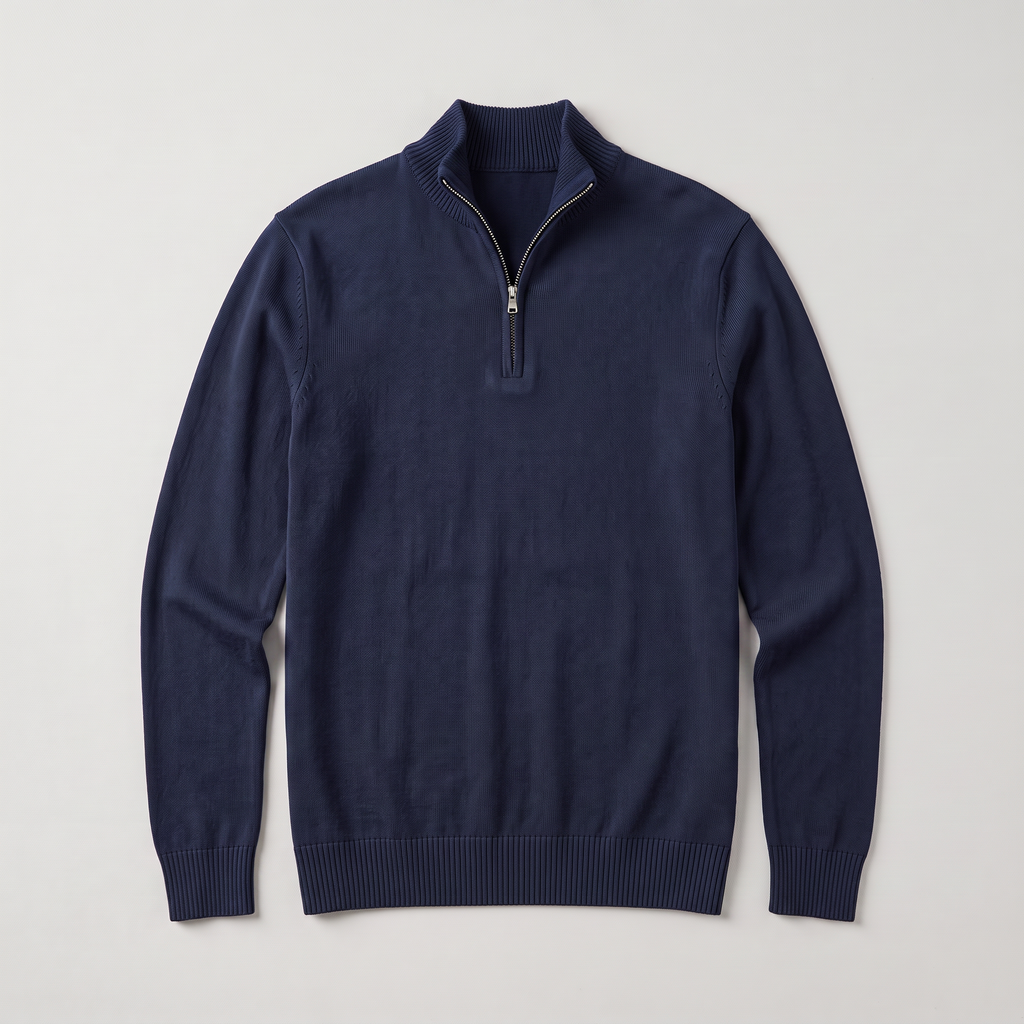 Men's Cotton Blend Quarter-Zip Knitted Sweater