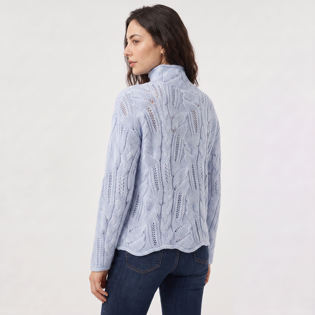 Women's Pointelle Cable Knit Turtleneck Jumper
