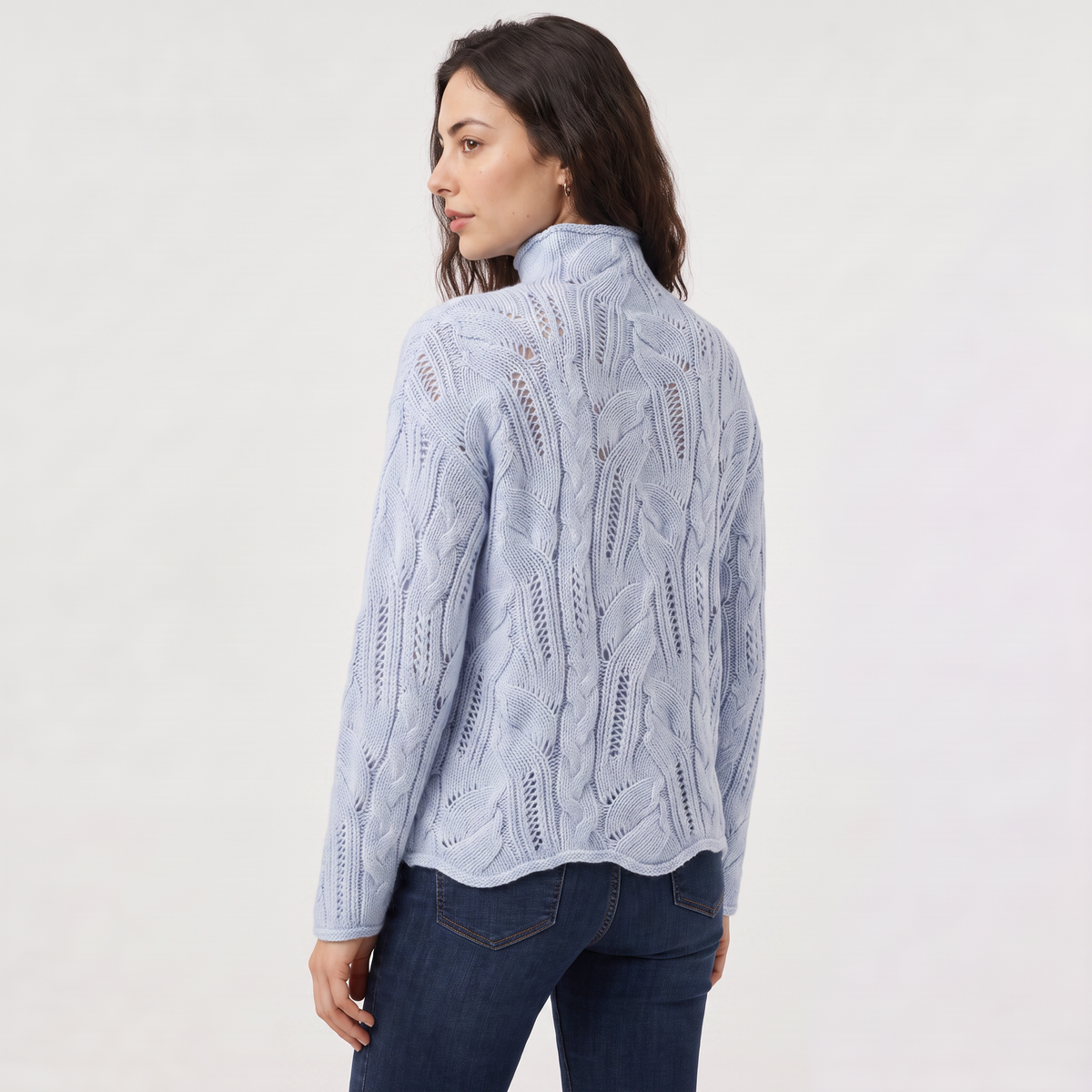 Women's Pointelle Cable Knit Turtleneck Jumper