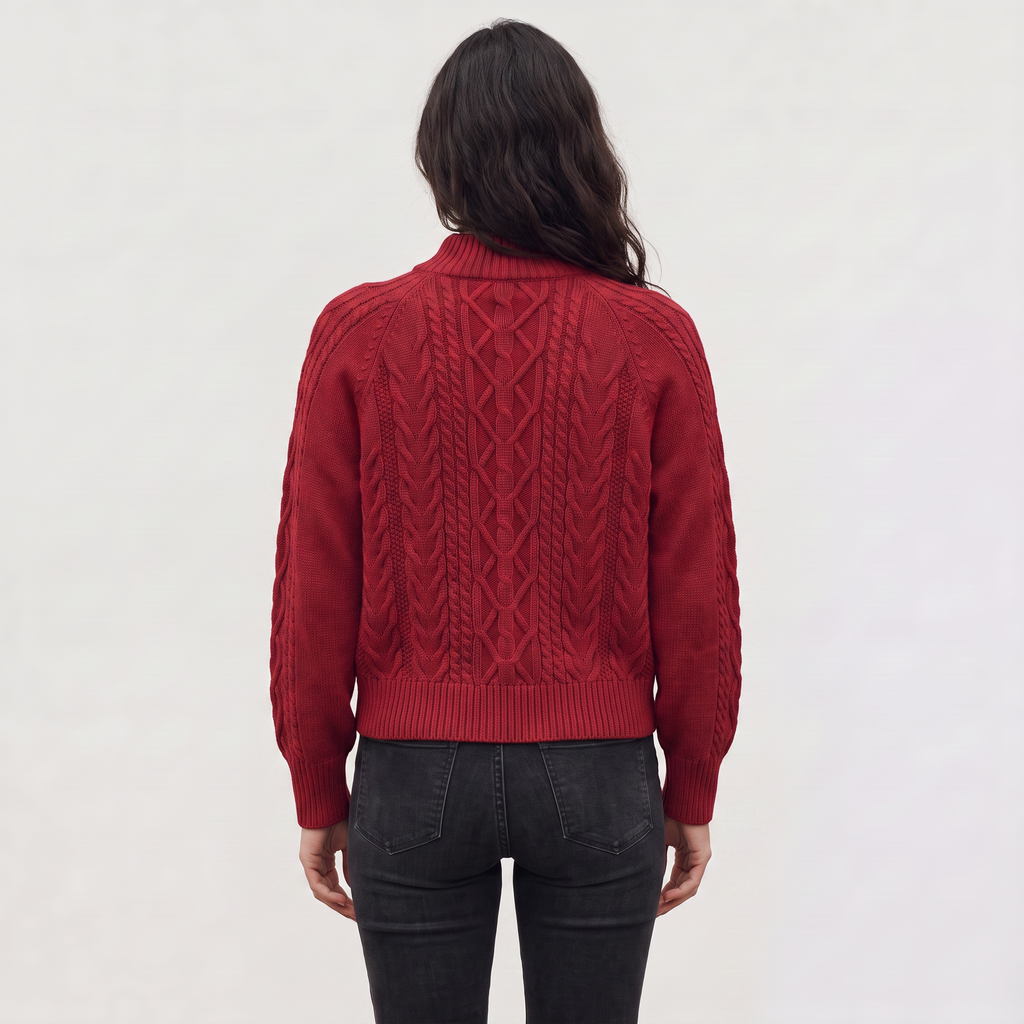 Women's Cable Knit Mock Neck Jumper