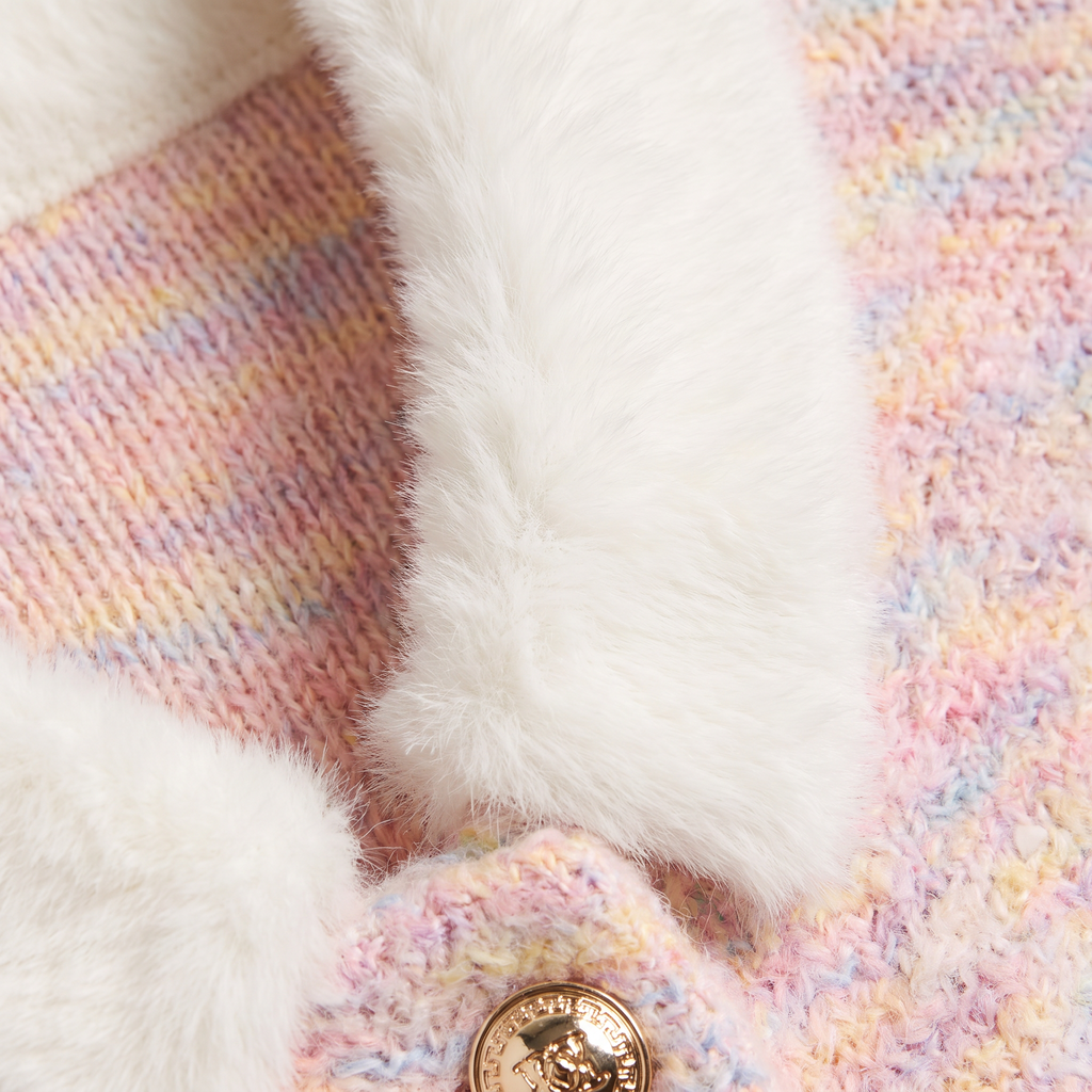 Women’s Cropped Knitted Cardigan with Contrast Collar