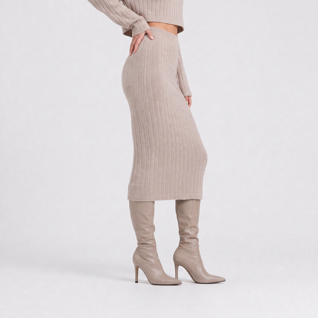 Women's Ribbed Knit Midi Skirt