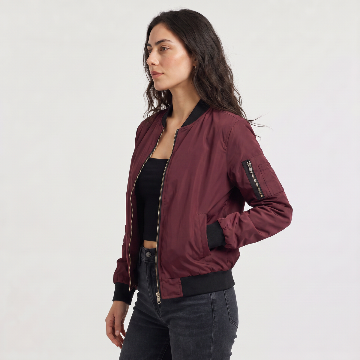 Women's Contrast Trim Bomber Jacket