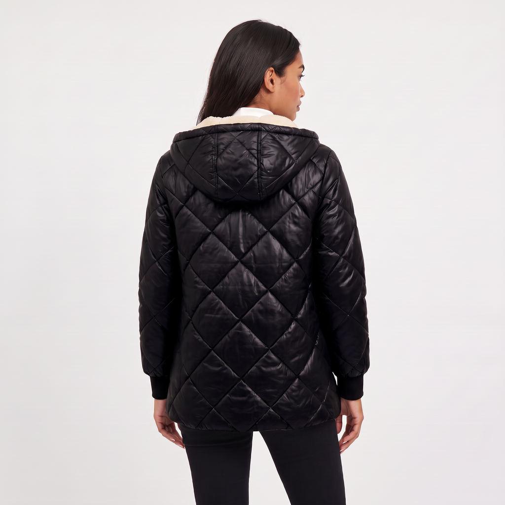 Women's Quilted Hooded Mid-Length Jacket
