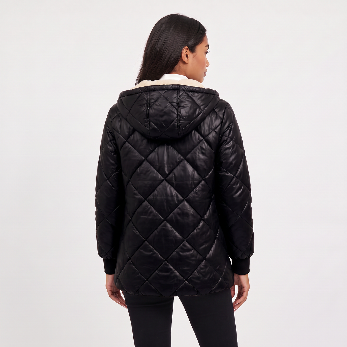 Women's Quilted Hooded Mid-Length Jacket