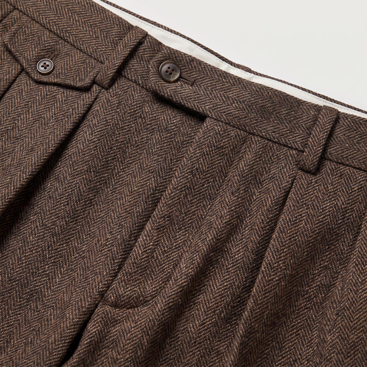 Men's Herringbone Pleated Trousers - Straight Leg Smart
