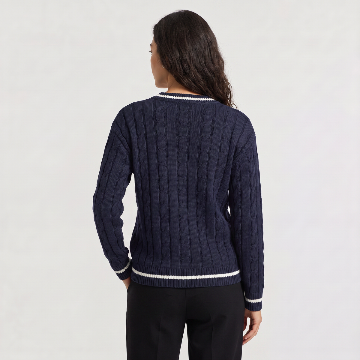Women's V-Neck Cable Knit Jumper