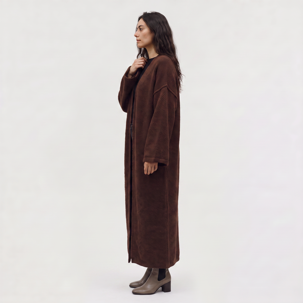 Women's Long Line Open-Front Knit Cardigan