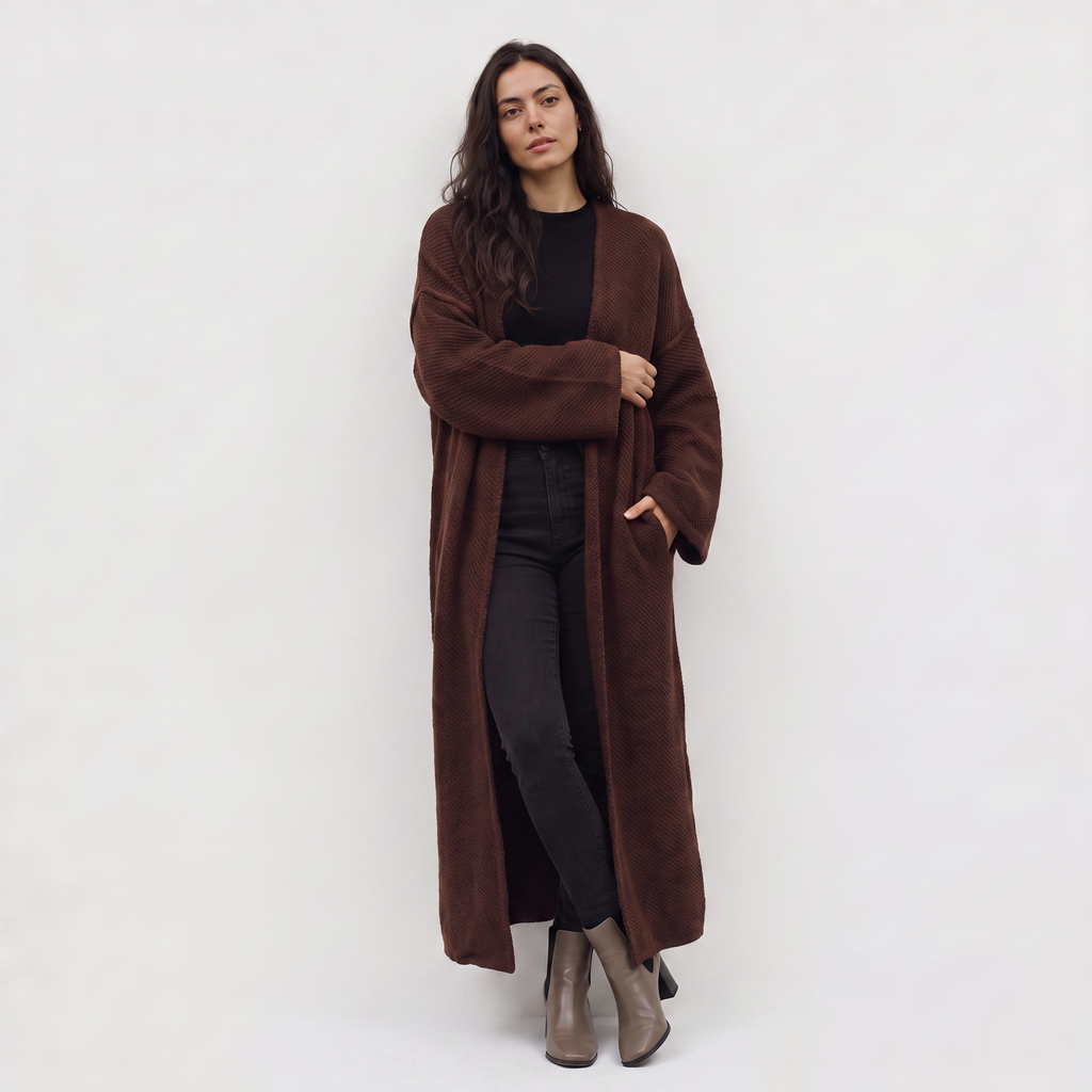 Women's Long Line Open-Front Knit Cardigan