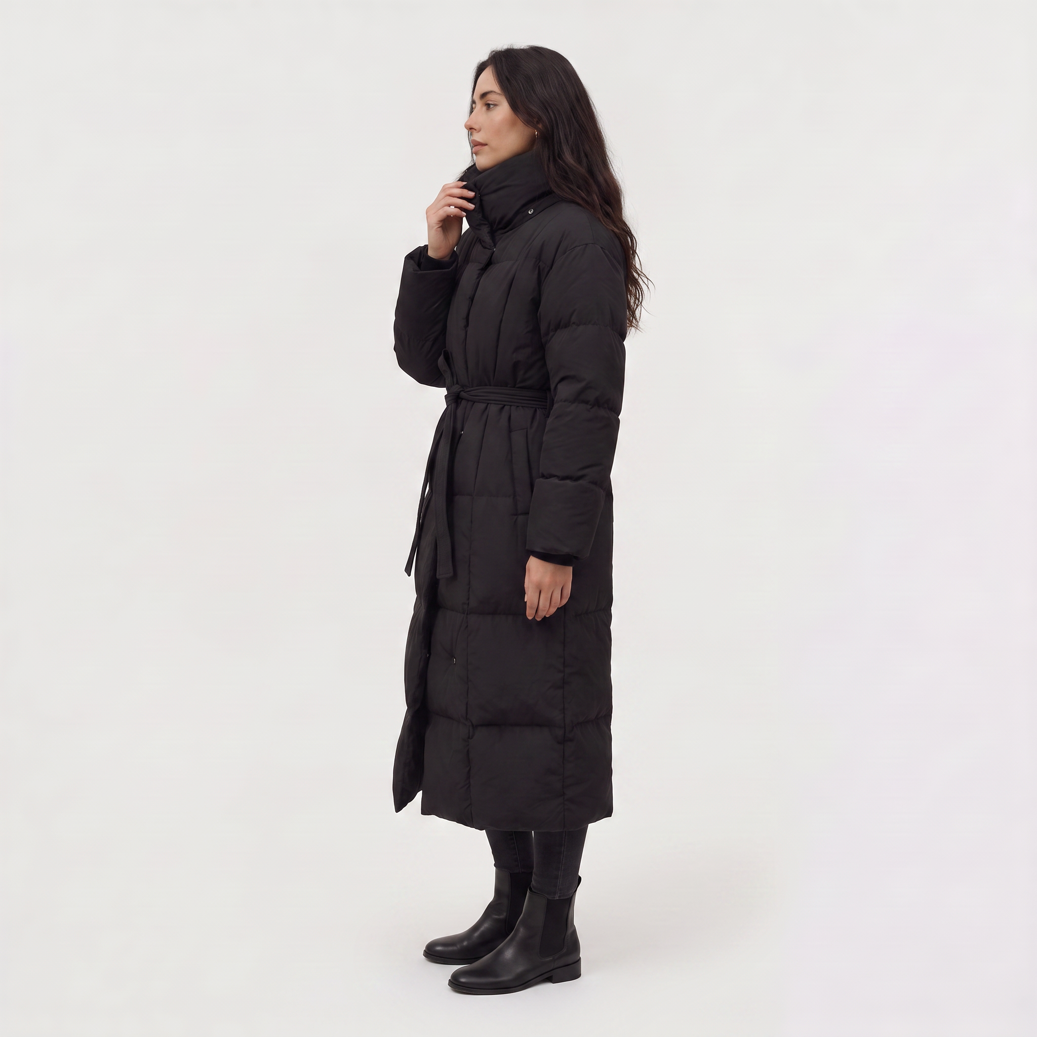 Women's Long Line Hooded Puffer Coat