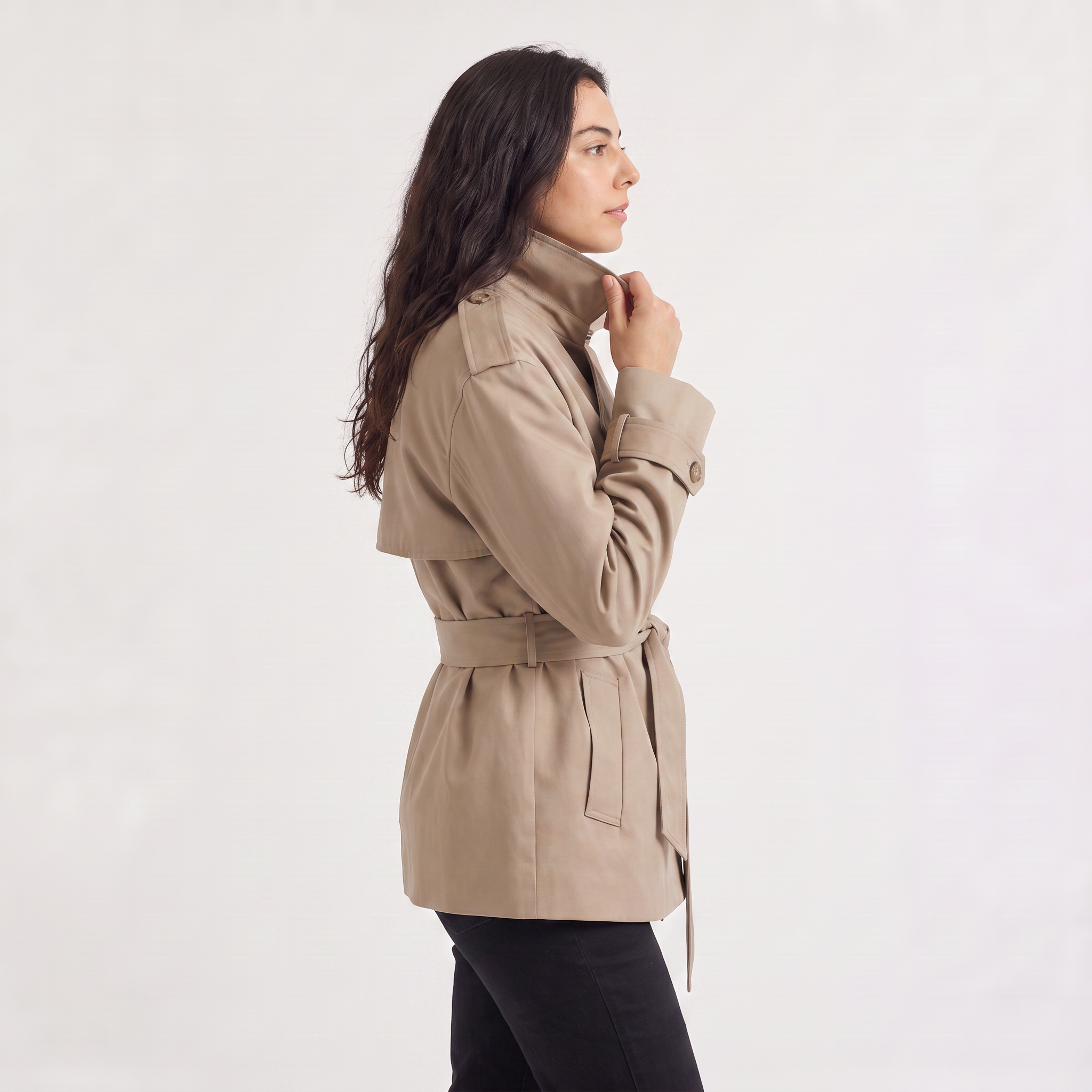 Women's Oversized Wool Blend Short Trench Coat
