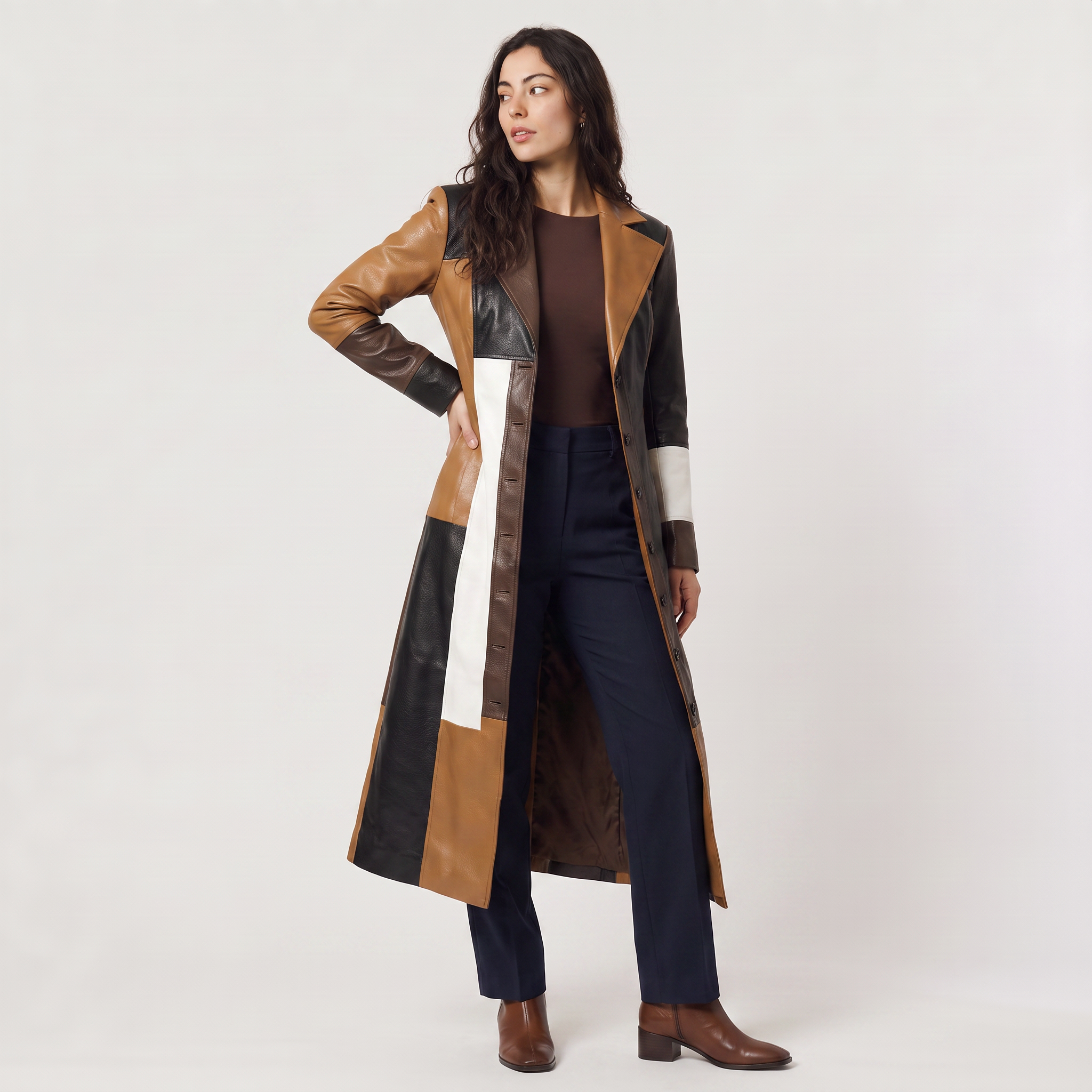 Women's Patchwork Trench Coat