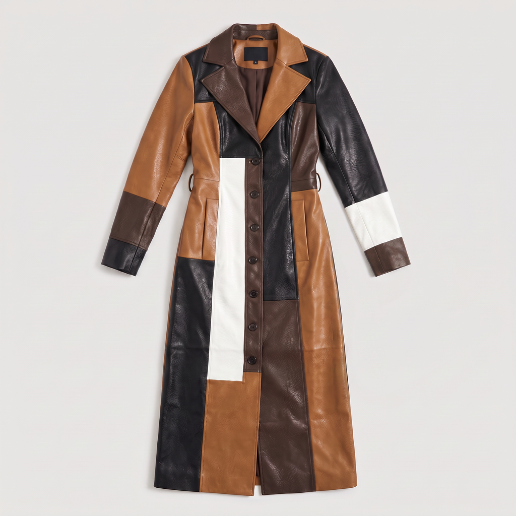 Women's Patchwork Trench Coat