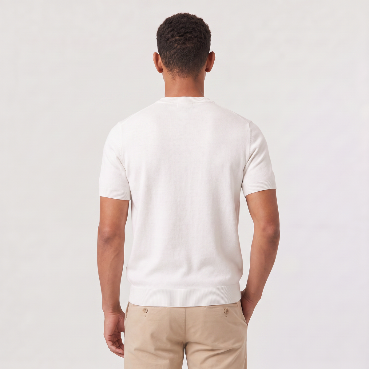 Men's Crew Neck Fine Knit Short Sleeve T-Shirt