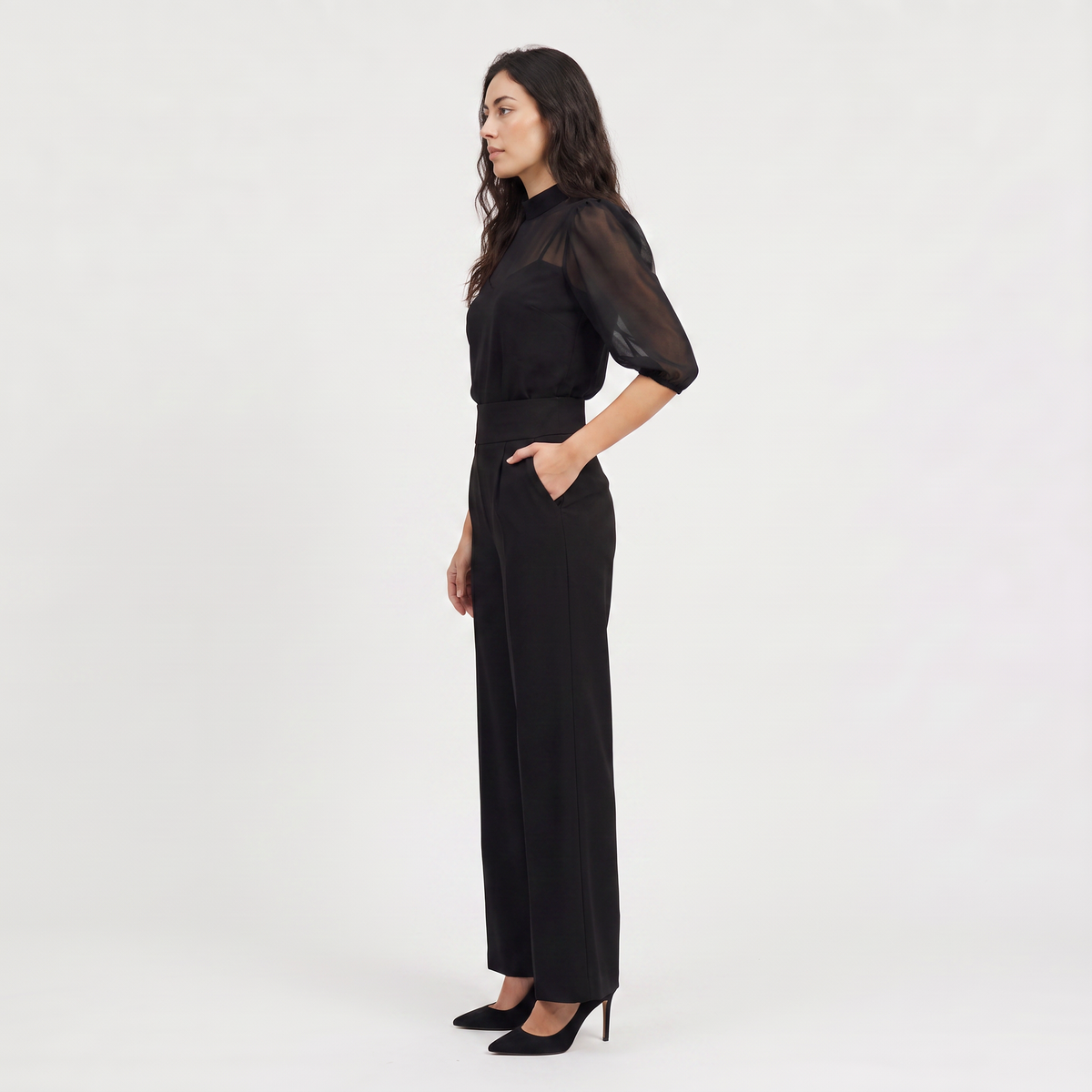 Women's Wide-Leg Puff Sleeve Jumpsuit