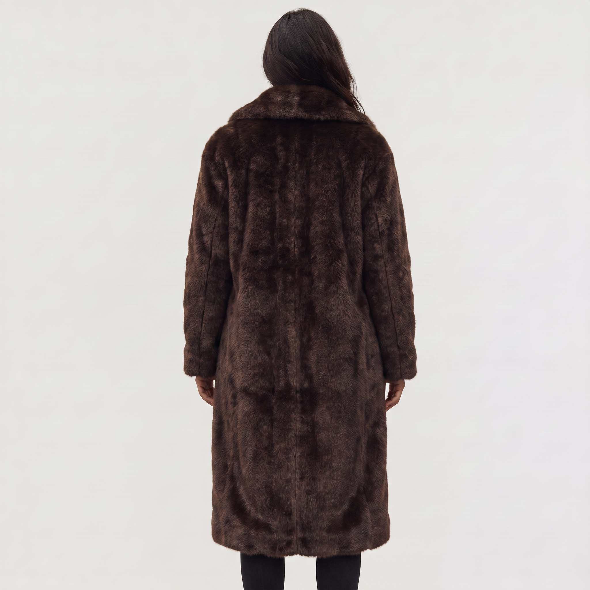 Women's Long Faux Fur Trench Coat