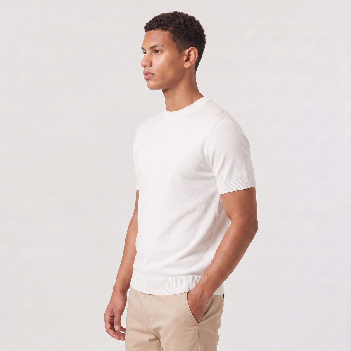 Men's Crew Neck Fine Knit Short Sleeve T-Shirt