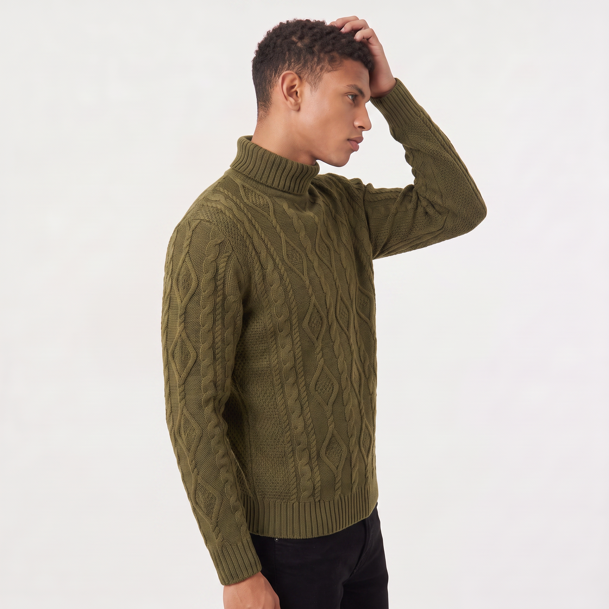 Men's Cable Knit Turtleneck Sweater