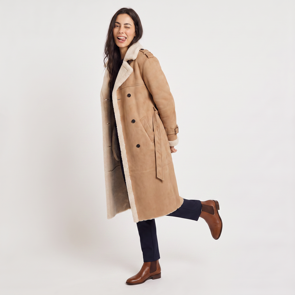 Women's Longline Borg-Lined Aviator Coat