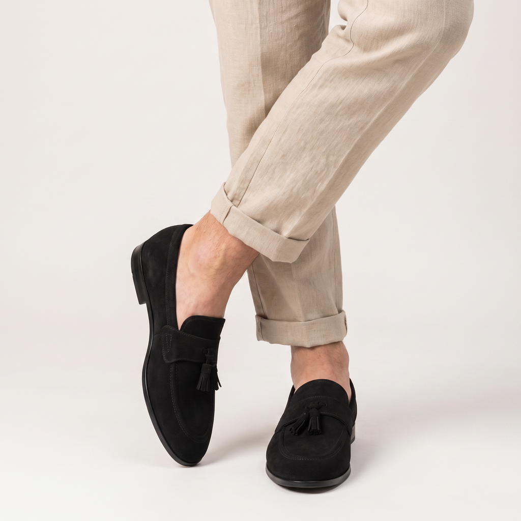 Men's Suede Tassel Loafers Low Top Casual Shoes