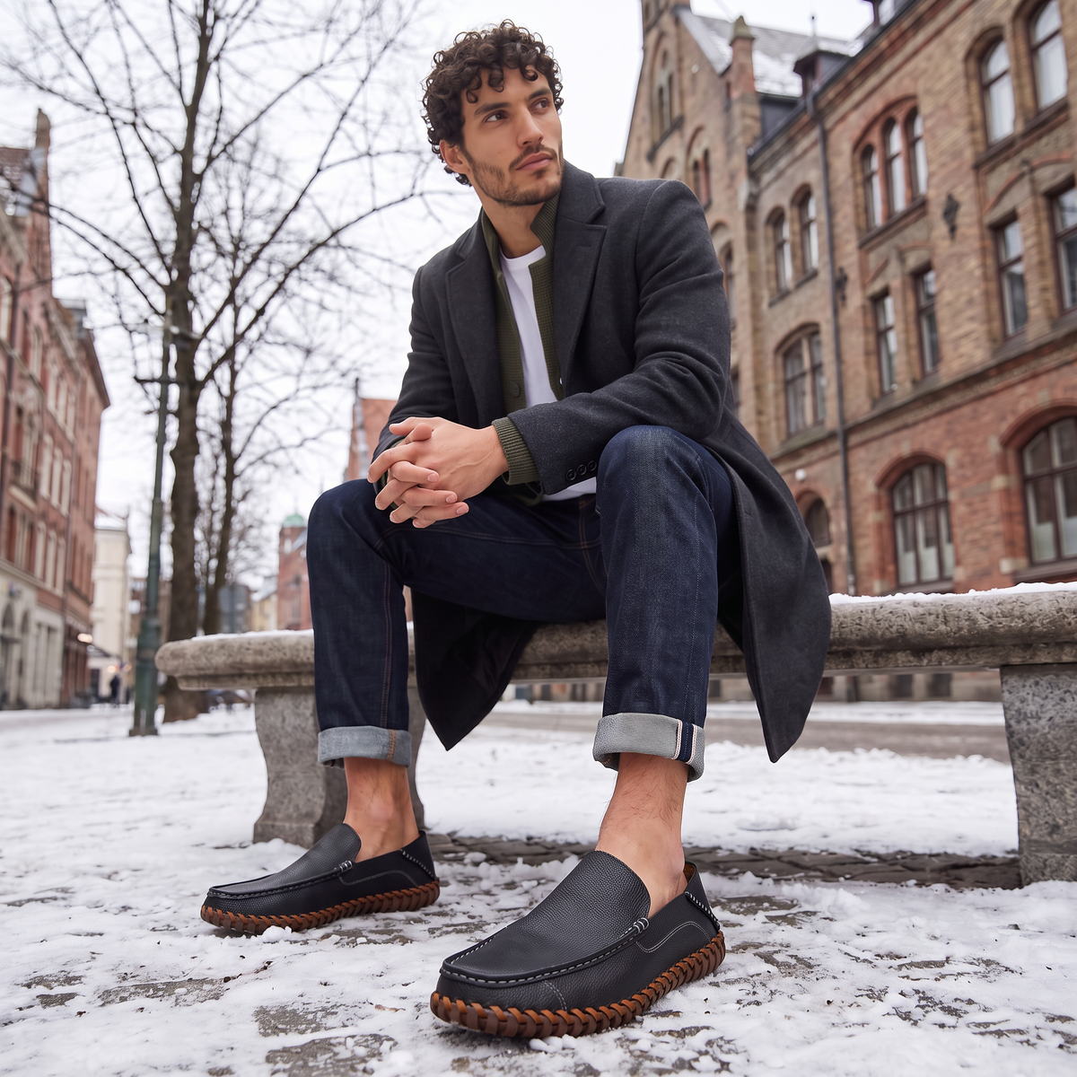 Men's Leather Handstitched Slip-On Loafers