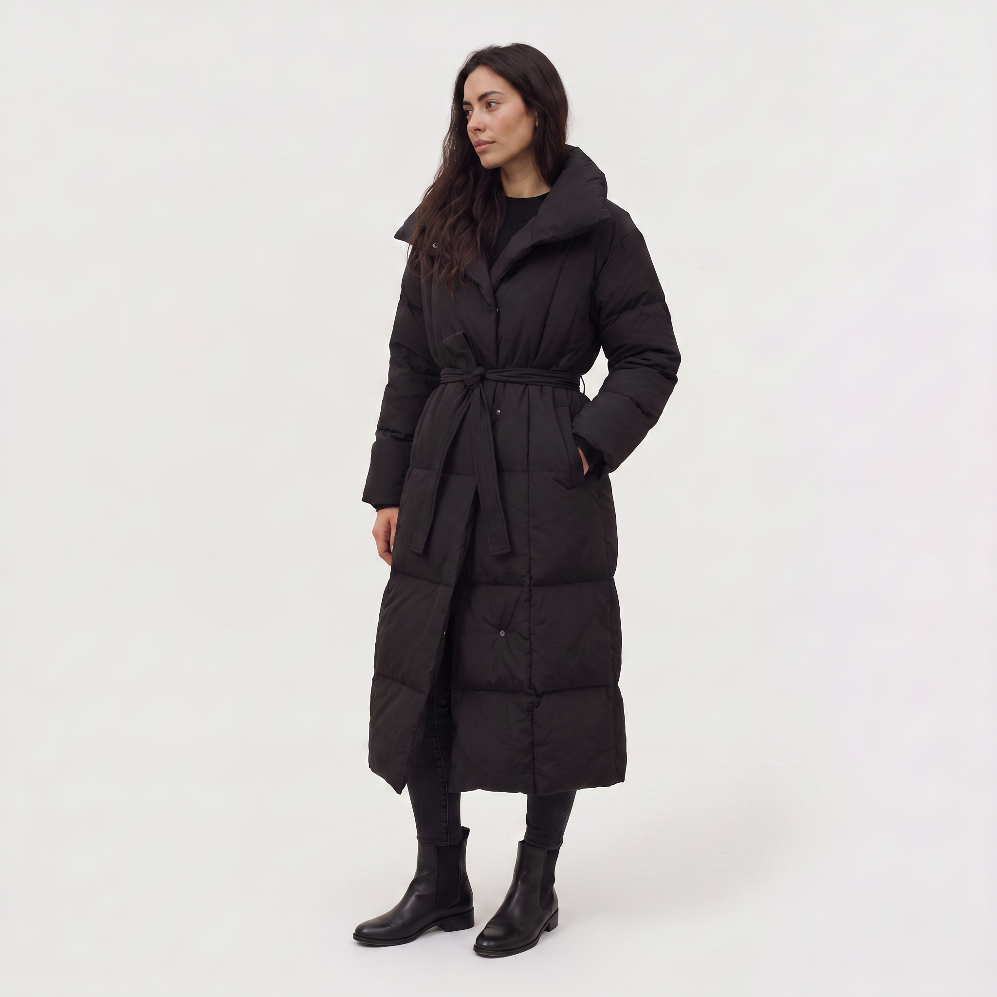 Women's Long Line Hooded Puffer Coat