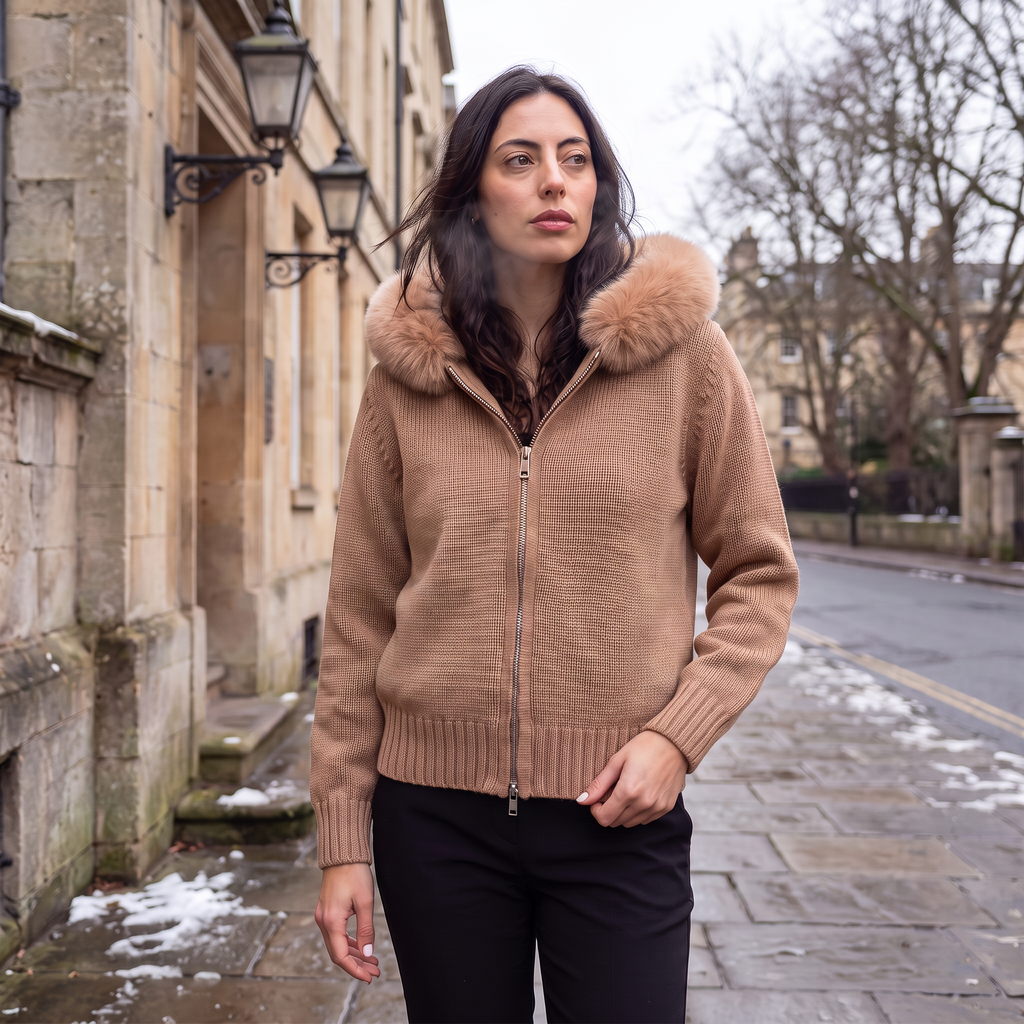 Women's Fur Collar Cardigan Jacket
