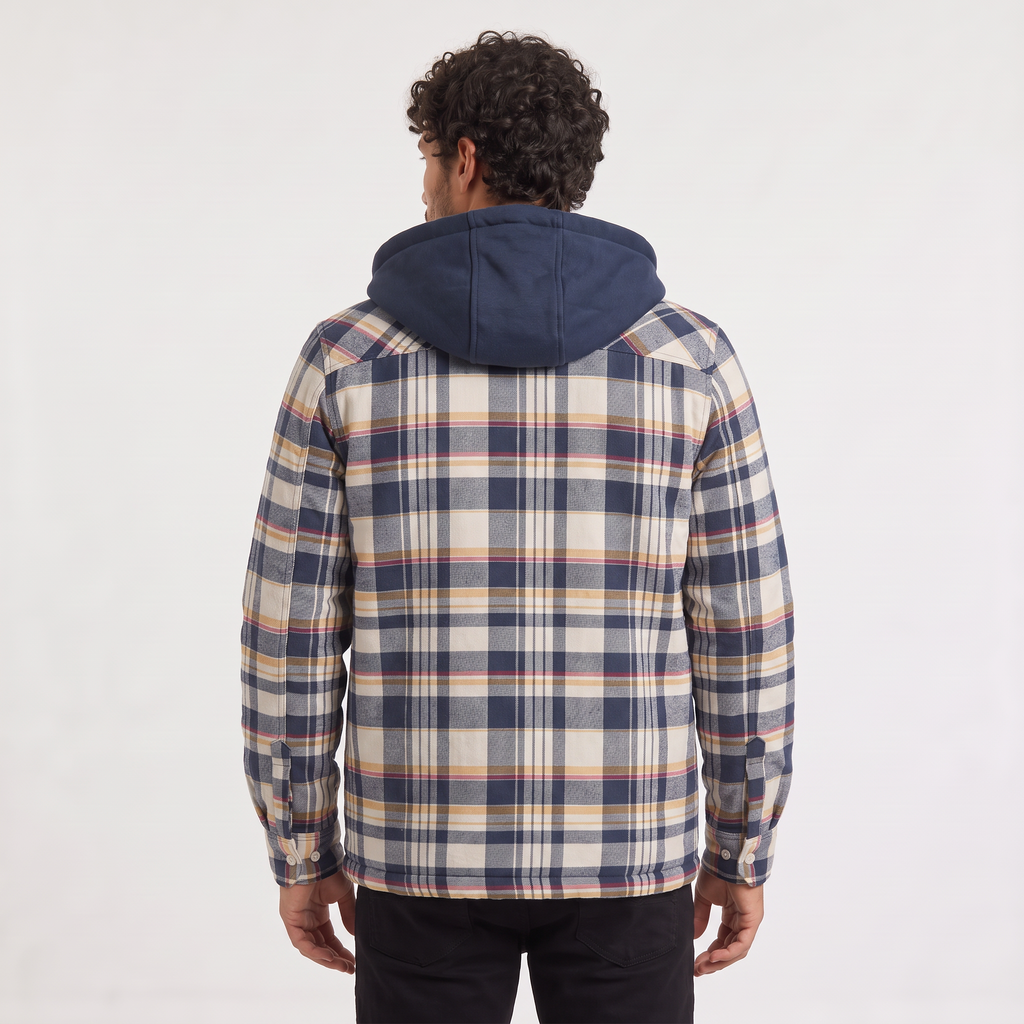 Men's Hooded Check Flannel Jacket