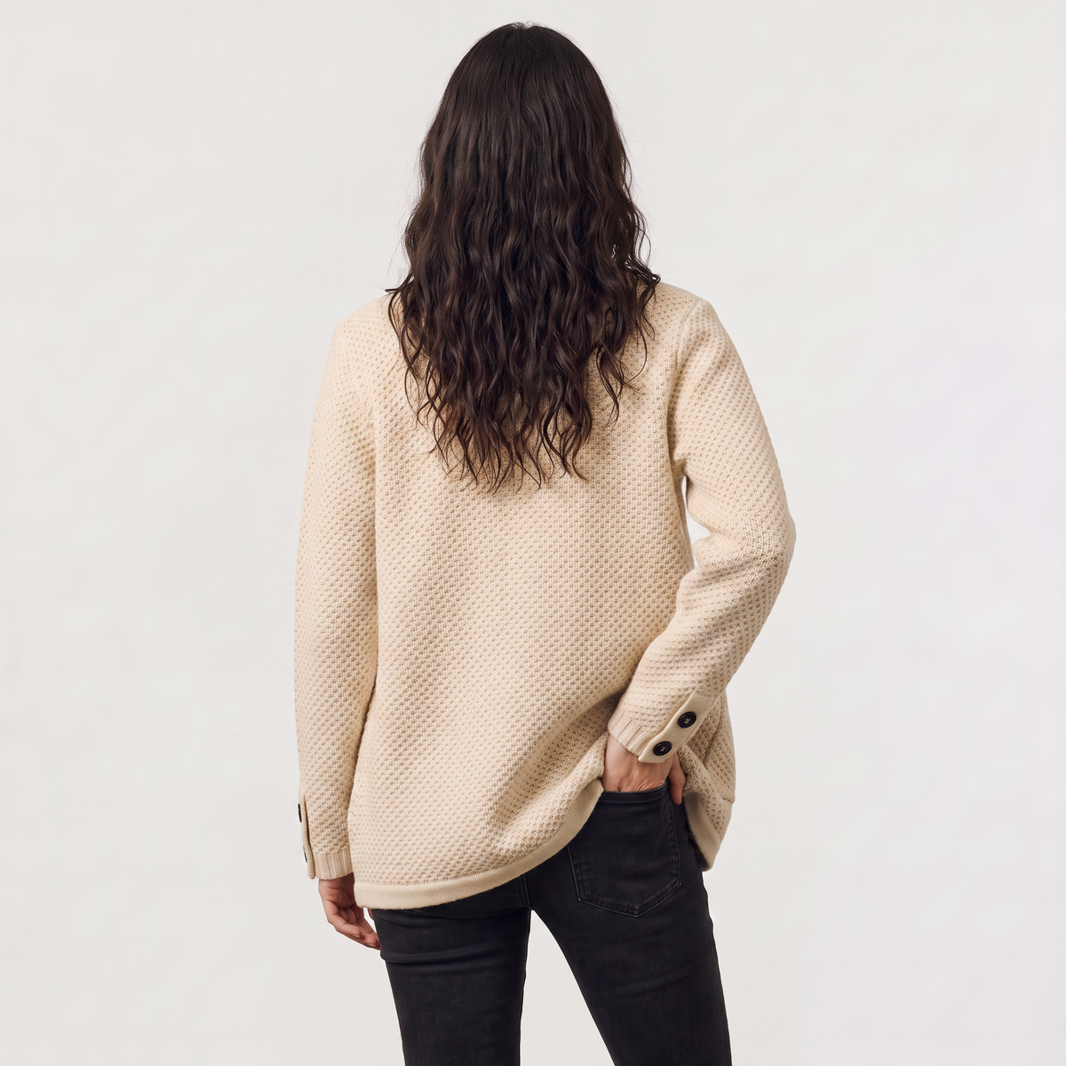 Women's Textured Knit Stand Collar Cardigan