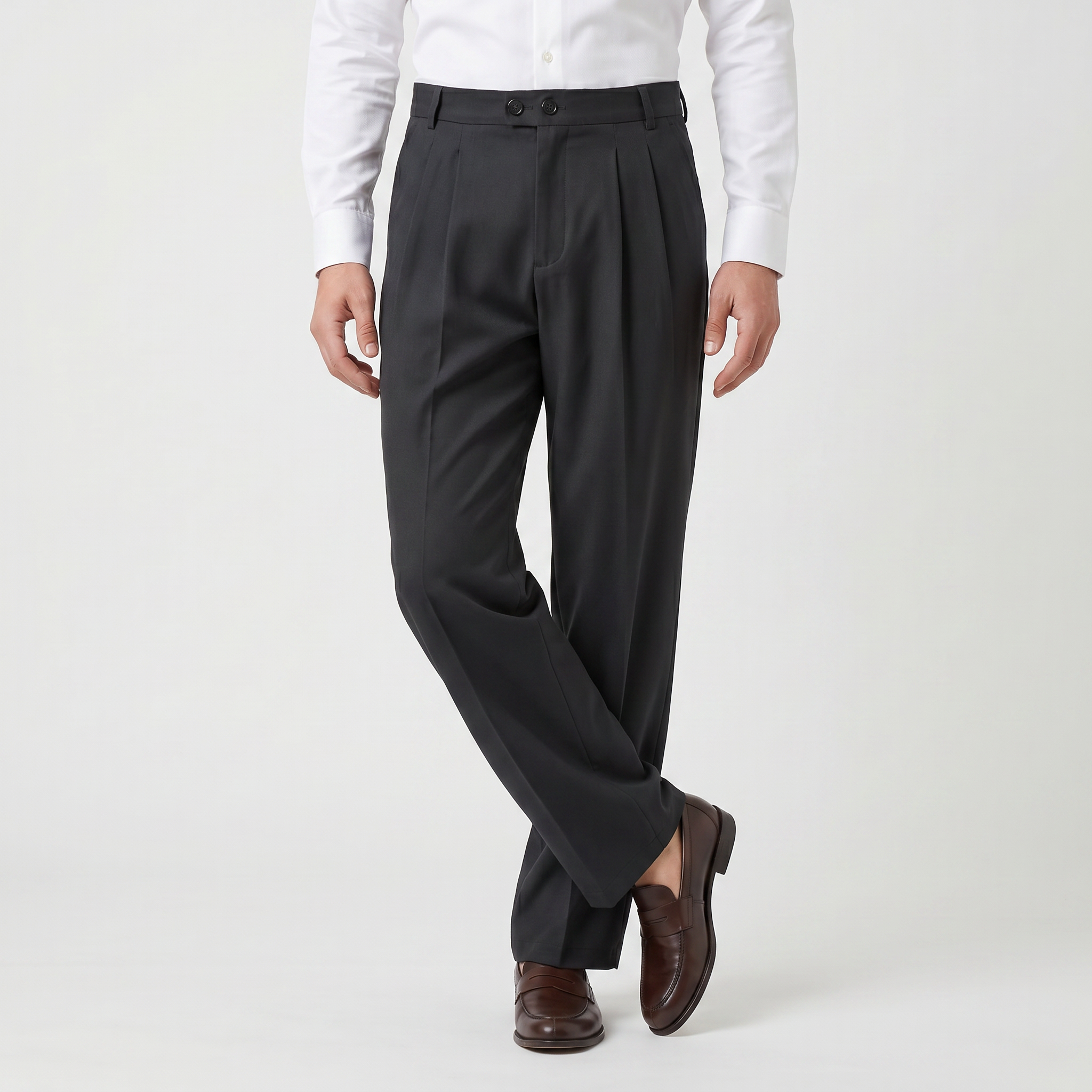 Men’s Casual Pleated Straight Leg Trousers