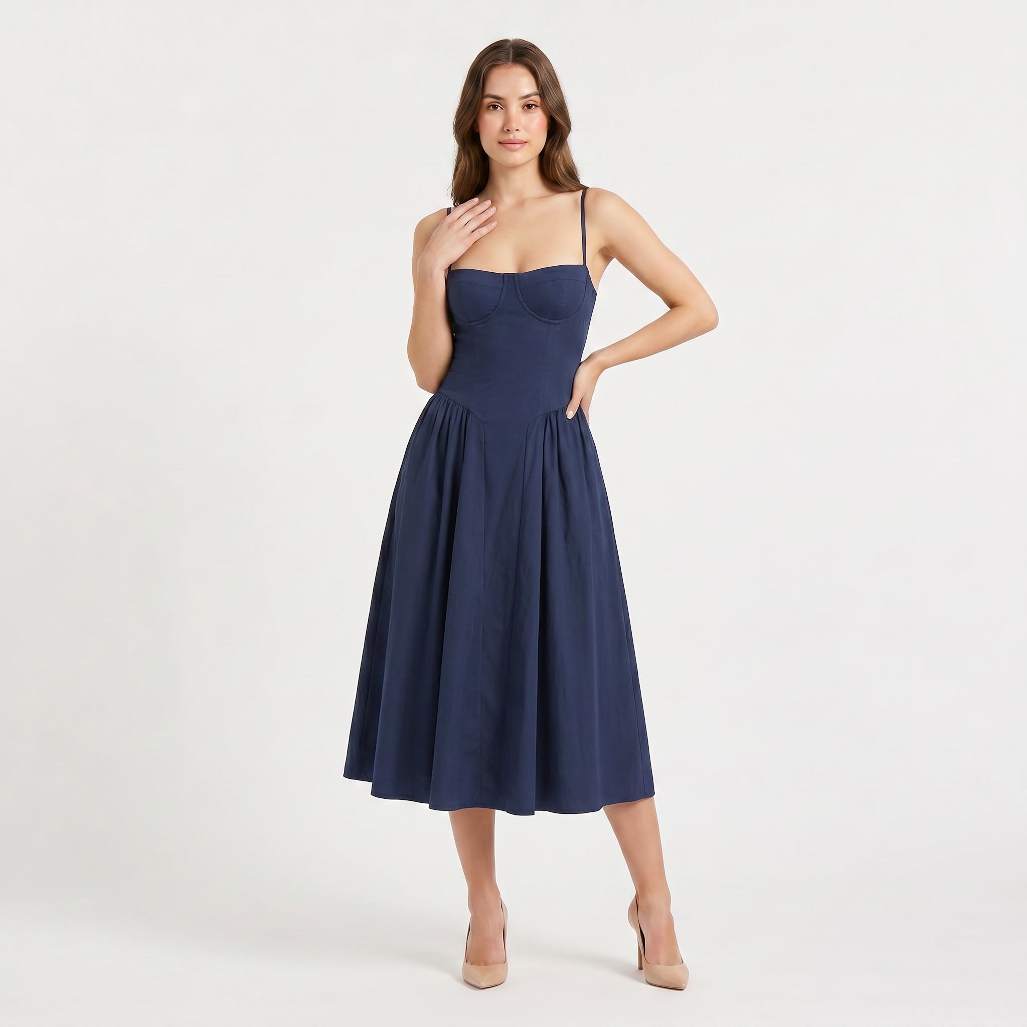Women's Floral Strappy Fit-And-Flare Midi Dress