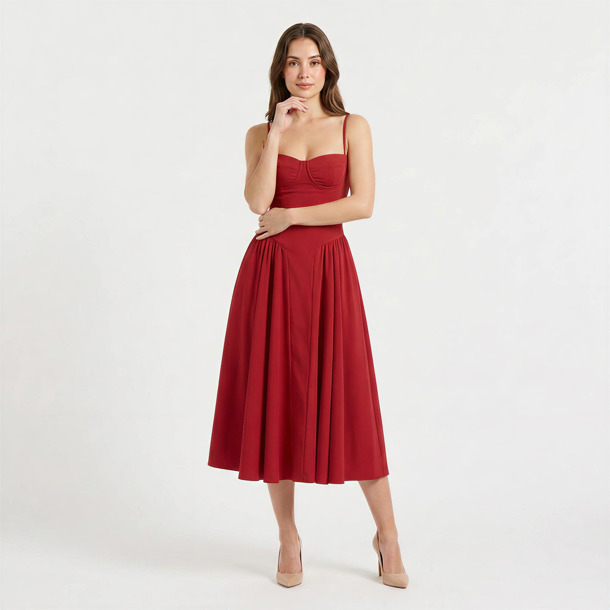 Women's Floral Strappy Fit-And-Flare Midi Dress