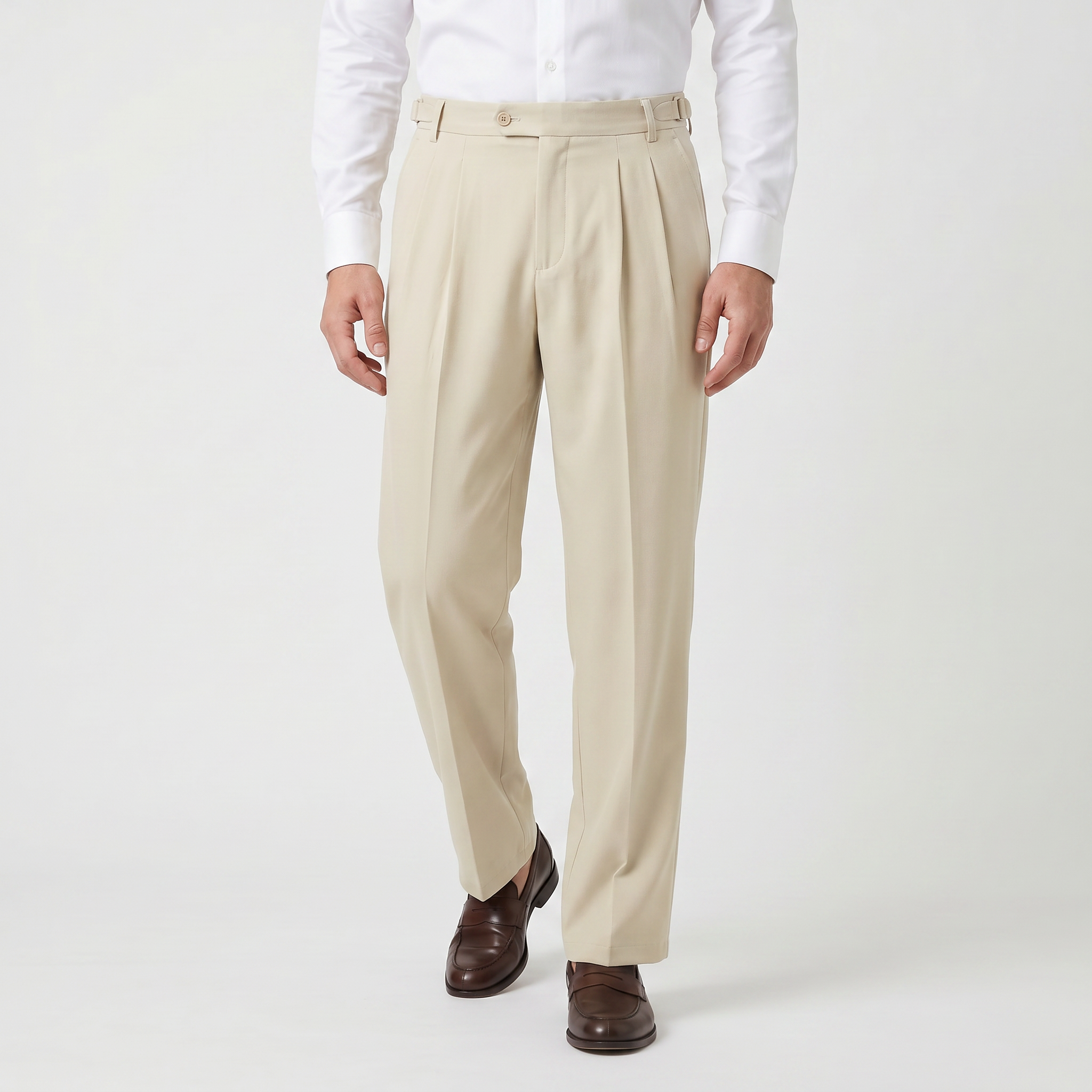 Men’s Casual Pleated Straight Leg Trousers