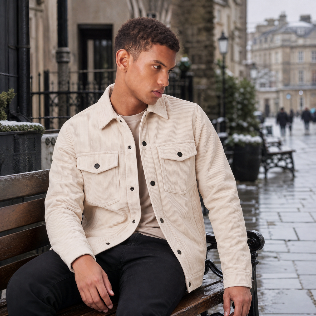 Men's Corduroy Snap-Button Overshirt Jacket