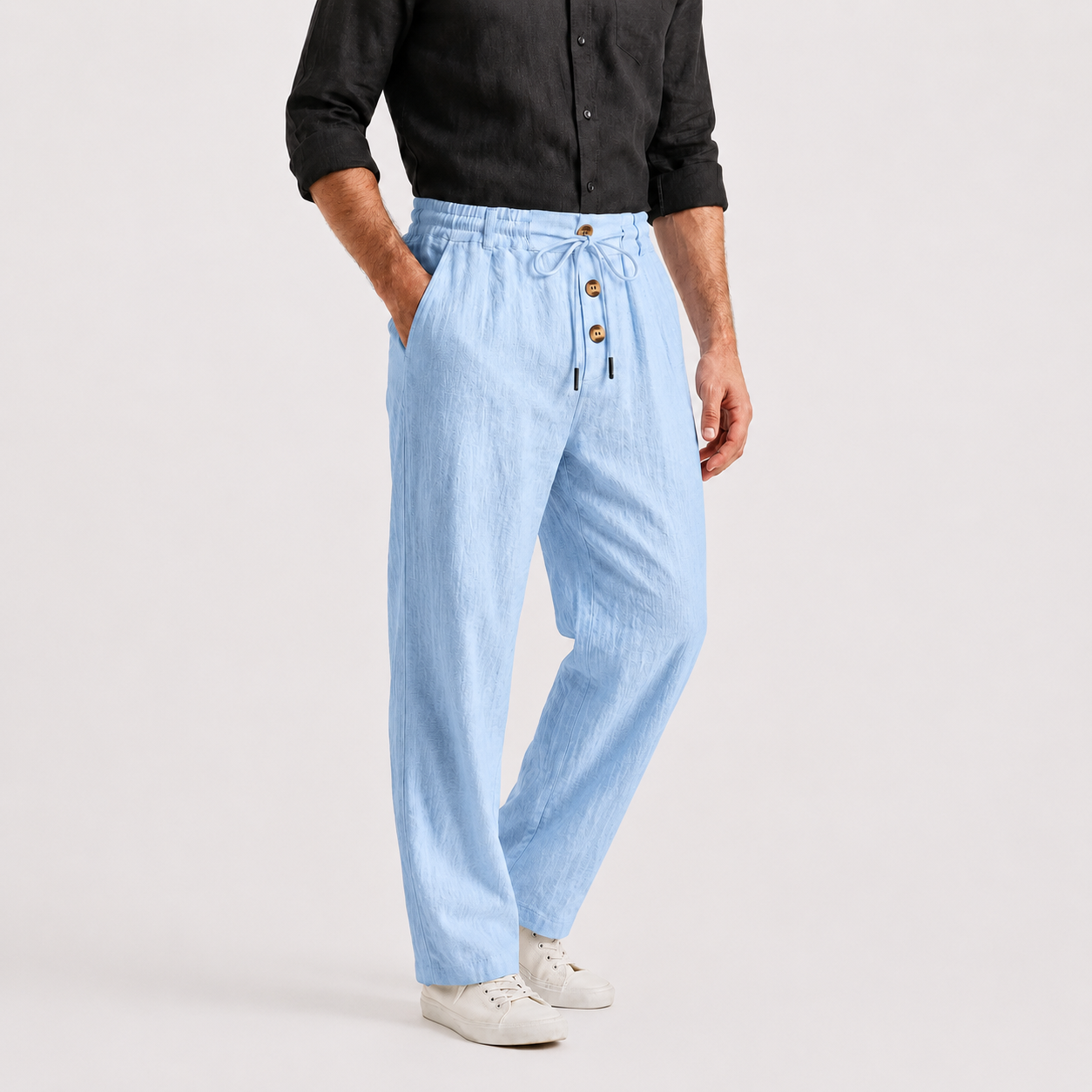 Men's Linen Drawstring Wide Leg Pants