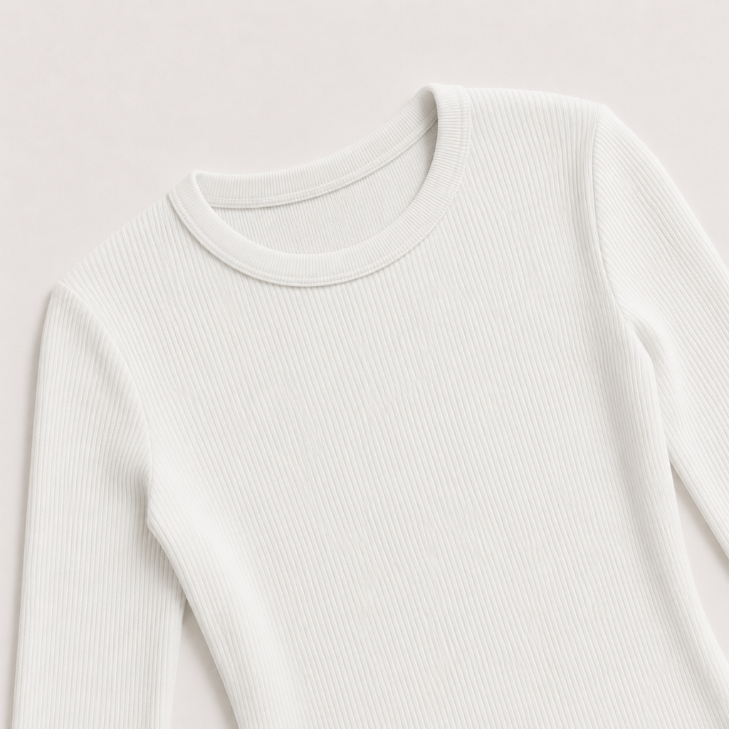 Women's Ribbed Crew Neck Long Sleeve Top