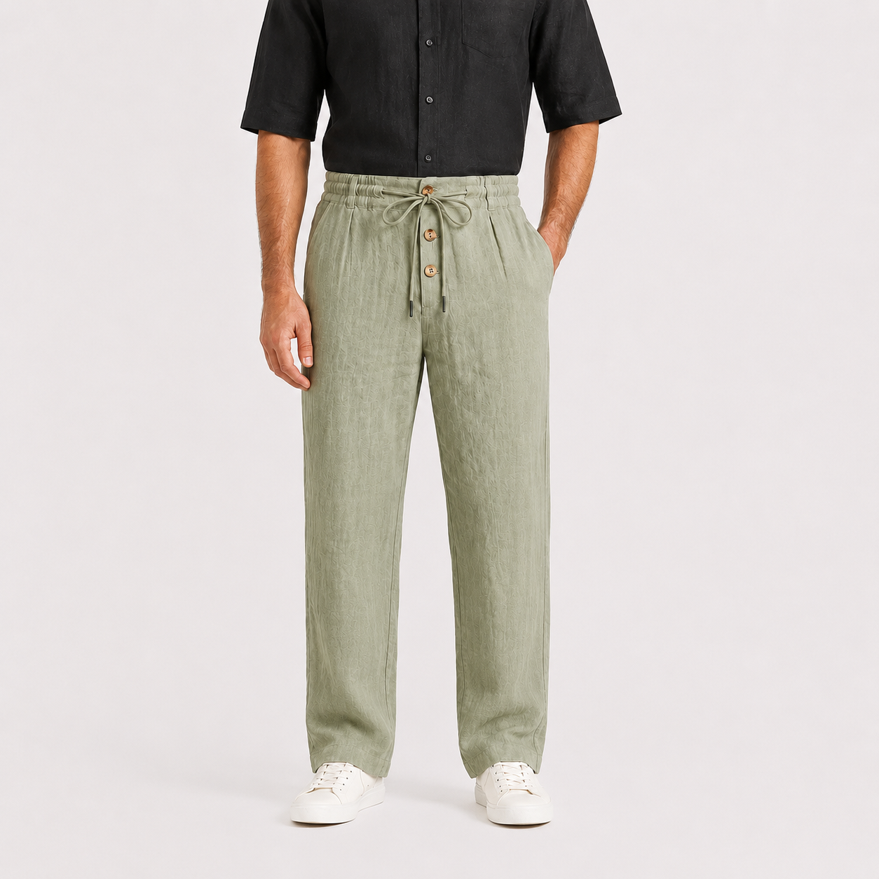 Men's Linen Drawstring Wide Leg Pants