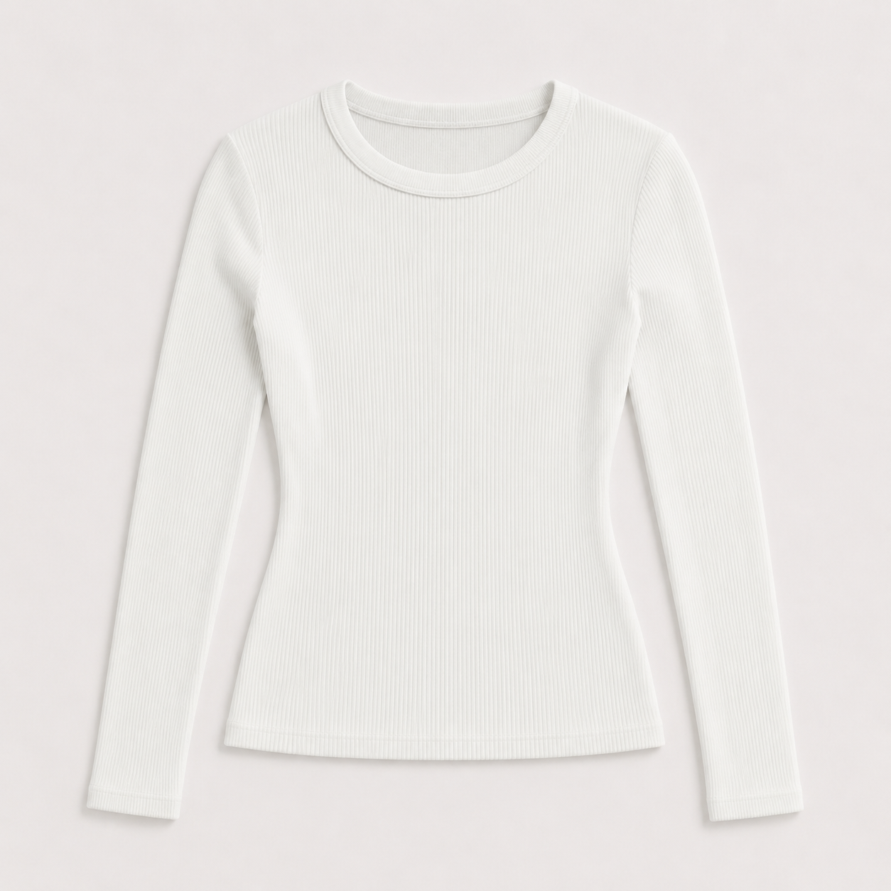 Women's Ribbed Crew Neck Long Sleeve Top