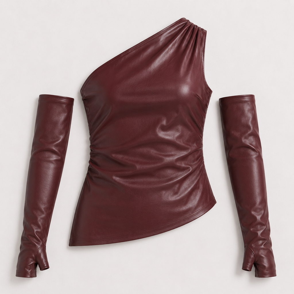 Women’s Asymmetric One-Shoulder Ruched Top